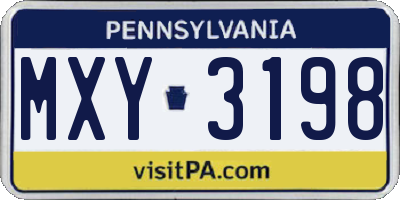PA license plate MXY3198
