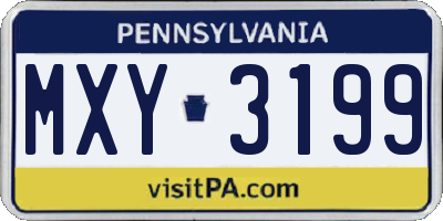 PA license plate MXY3199