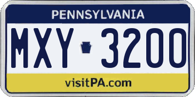 PA license plate MXY3200