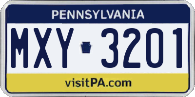 PA license plate MXY3201