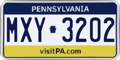 PA license plate MXY3202