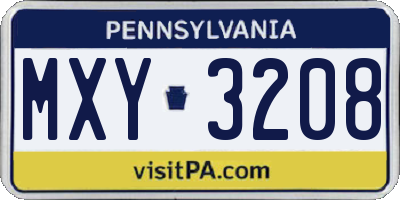PA license plate MXY3208