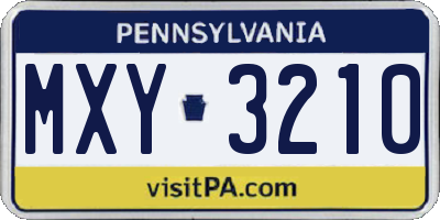 PA license plate MXY3210