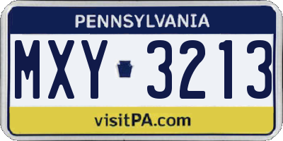 PA license plate MXY3213