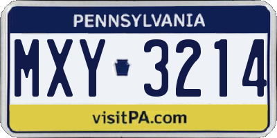 PA license plate MXY3214