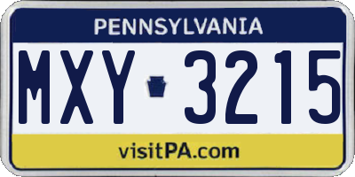 PA license plate MXY3215