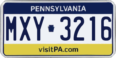 PA license plate MXY3216