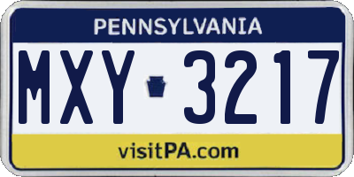 PA license plate MXY3217