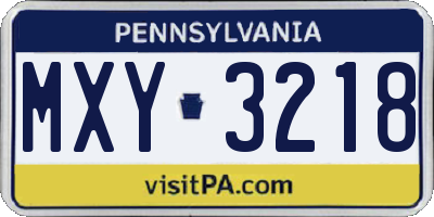 PA license plate MXY3218