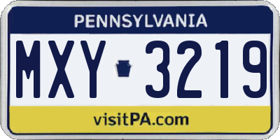 PA license plate MXY3219