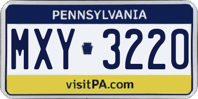 PA license plate MXY3220