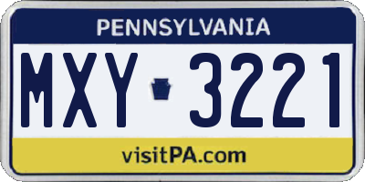 PA license plate MXY3221