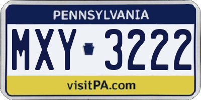 PA license plate MXY3222