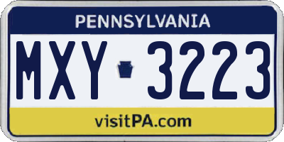 PA license plate MXY3223