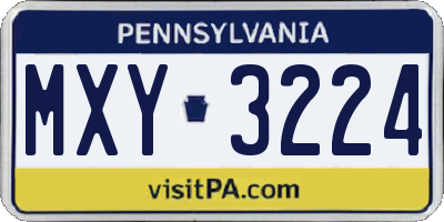PA license plate MXY3224