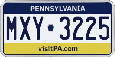 PA license plate MXY3225