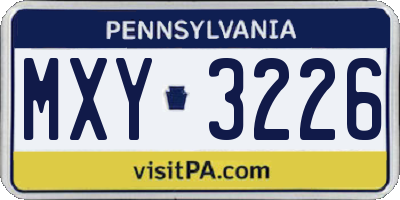PA license plate MXY3226