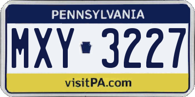 PA license plate MXY3227