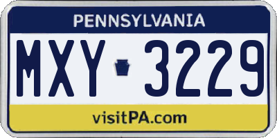 PA license plate MXY3229