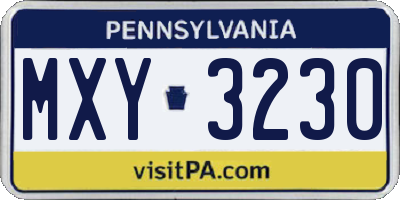 PA license plate MXY3230