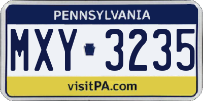 PA license plate MXY3235