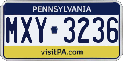 PA license plate MXY3236