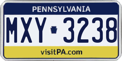 PA license plate MXY3238
