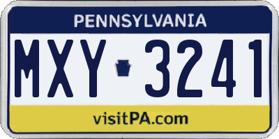 PA license plate MXY3241