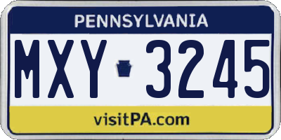 PA license plate MXY3245
