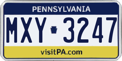 PA license plate MXY3247