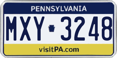 PA license plate MXY3248