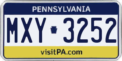 PA license plate MXY3252