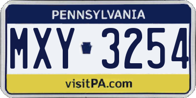 PA license plate MXY3254