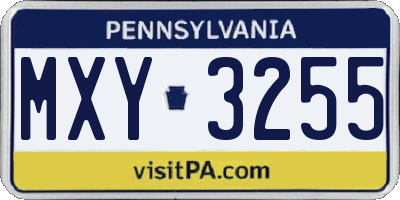 PA license plate MXY3255
