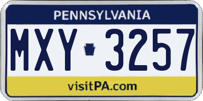 PA license plate MXY3257