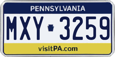 PA license plate MXY3259