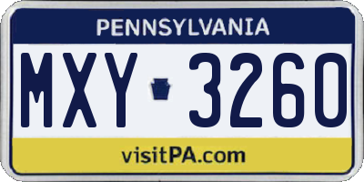 PA license plate MXY3260