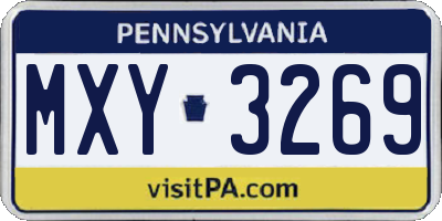 PA license plate MXY3269