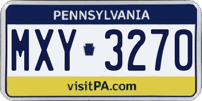 PA license plate MXY3270