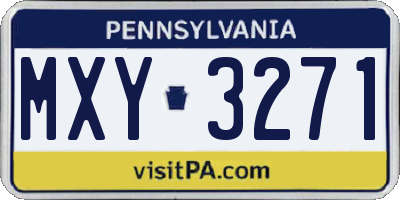 PA license plate MXY3271