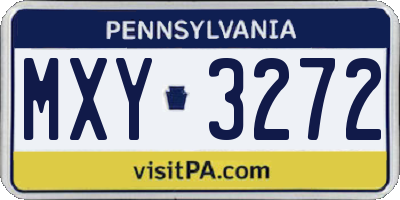 PA license plate MXY3272