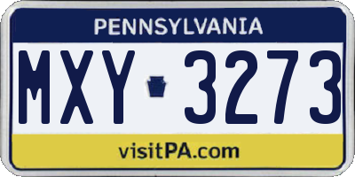 PA license plate MXY3273
