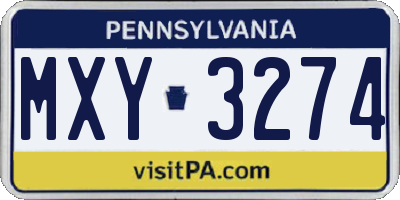 PA license plate MXY3274