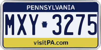 PA license plate MXY3275