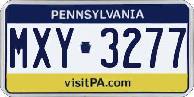 PA license plate MXY3277