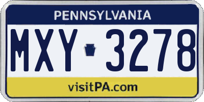 PA license plate MXY3278