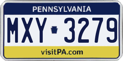 PA license plate MXY3279