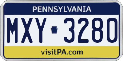 PA license plate MXY3280
