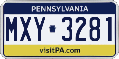 PA license plate MXY3281