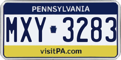 PA license plate MXY3283